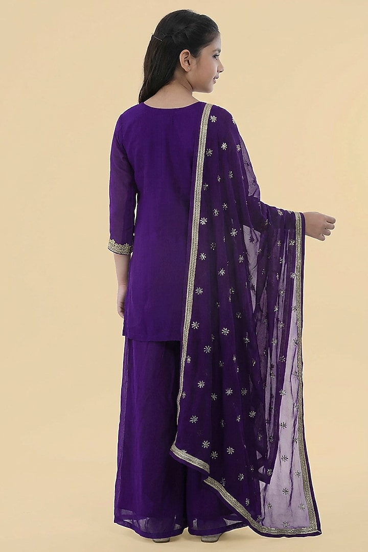 Purple Organza Sharara Set For Girls by Harmony at Pernia's Pop Up Shop