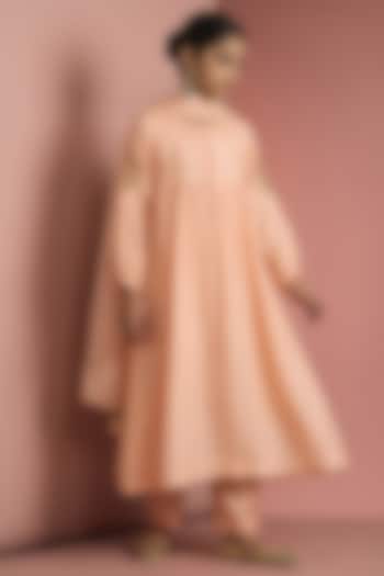 Peach Opara Silk Hand Work Kurta Set For Girls by Harmony at Pernia's Pop Up Shop