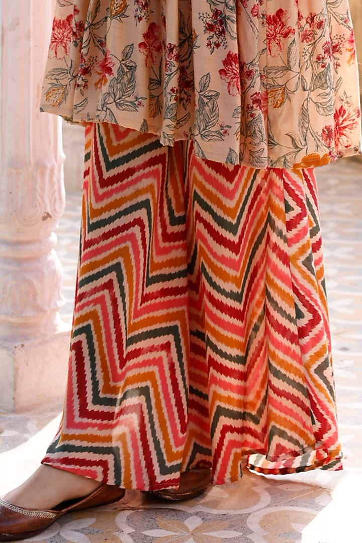 Cherry Red Cotton Silk Floral Printed Kurta Set by HARSHA KHATRY at Pernia's Pop Up Shop