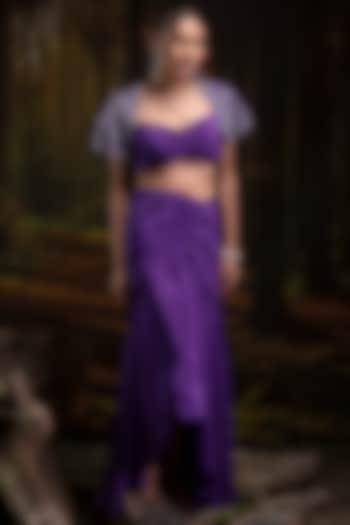 Violet Natural Crepe Skirt Set by Harshita Jain at Pernia's Pop Up Shop
