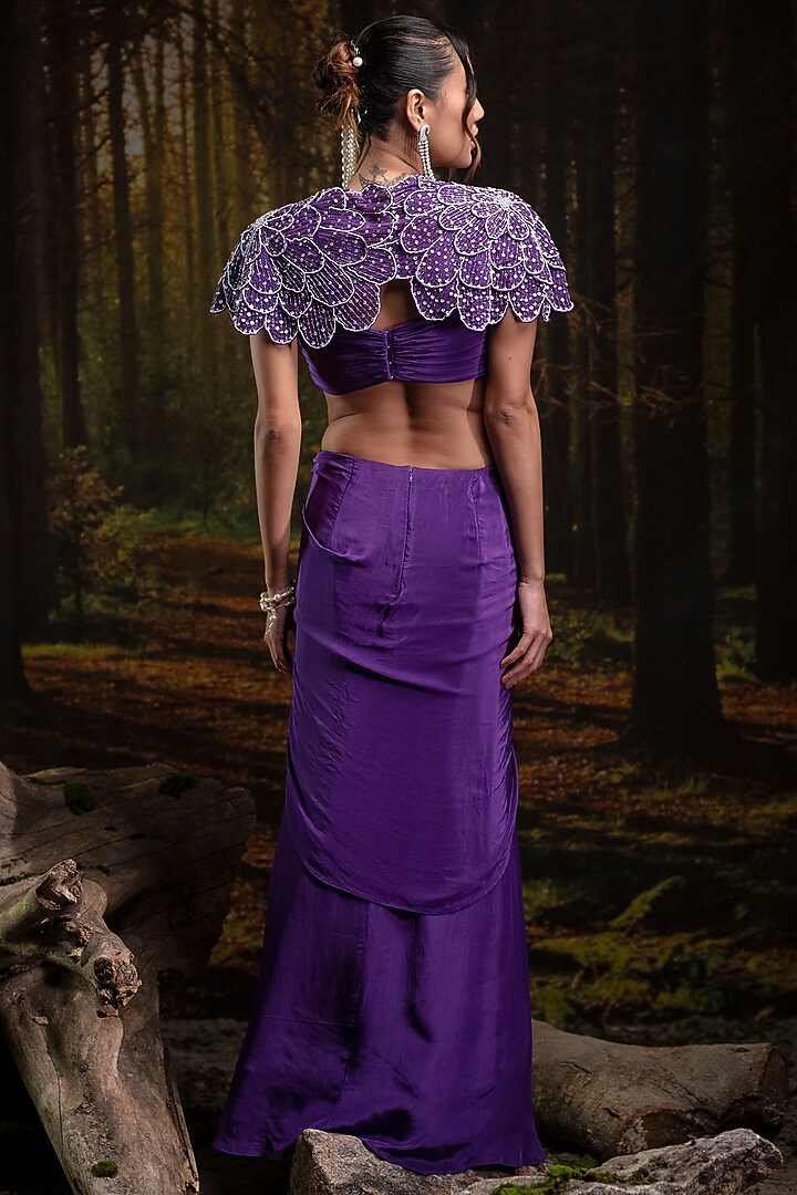 Violet Natural Crepe Skirt Set by Harshita Jain at Pernia's Pop Up Shop