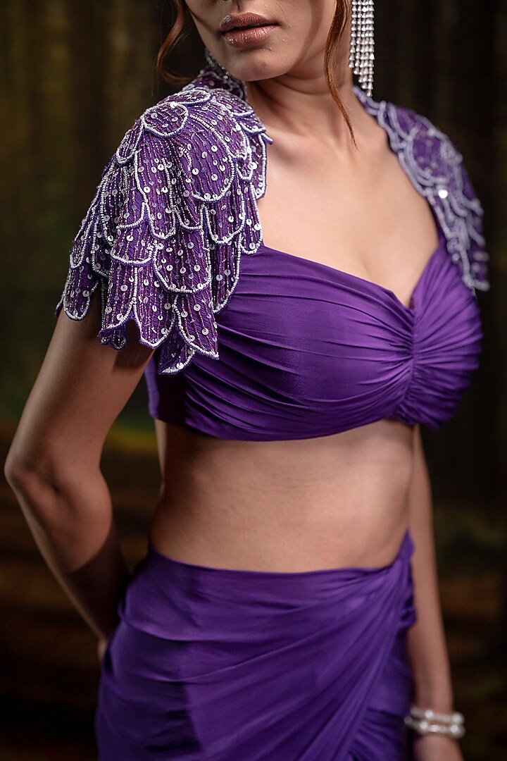 Violet Natural Crepe Skirt Set by Harshita Jain at Pernia's Pop Up Shop