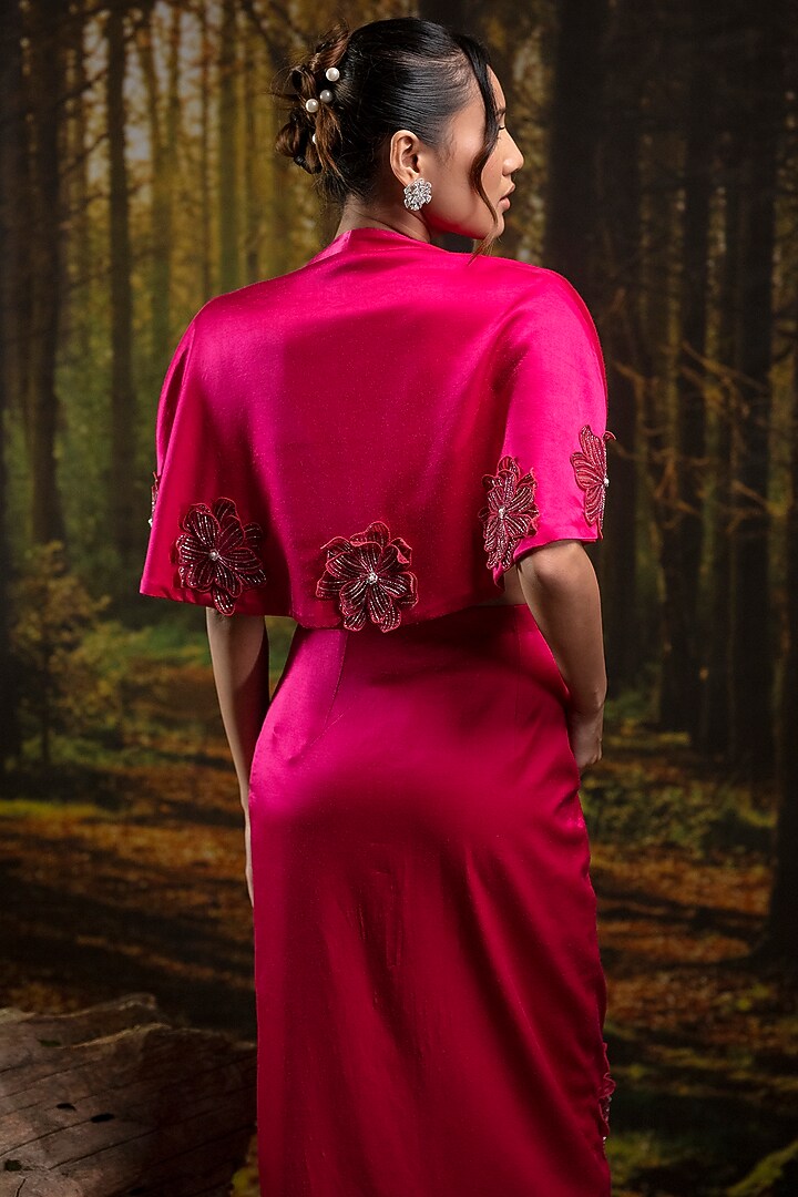 Hot Pink Gajji Silk Skirt Set by Harshita Jain at Pernia's Pop Up Shop