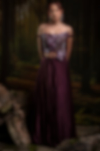 Plum Gajji Silk Wedding Lehenga Set by Harshita Jain at Pernia's Pop Up Shop