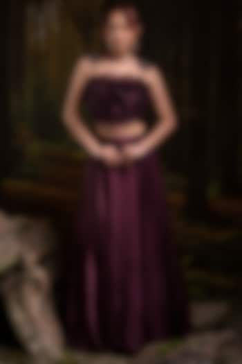 Plum Gajji Silk & Organza Wedding Lehenga Set by Harshita Jain at Pernia's Pop Up Shop