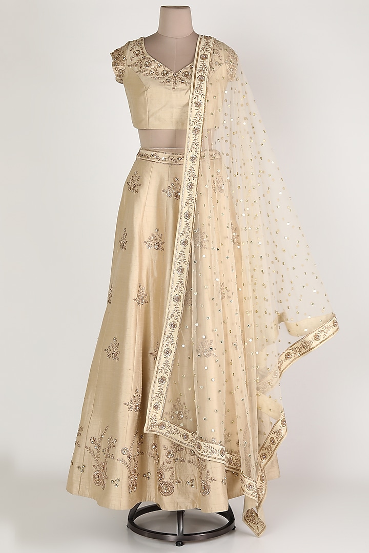 Beige Embroidered Lehenga Set by Himani And Anjali Shah