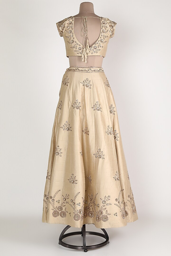 Beige Embroidered Wedding Lehenga Set by Himani And Anjali Shah at Pernia's Pop Up Shop