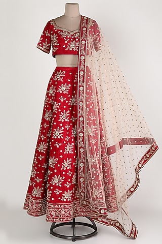 Maroon Embroidered Lehenga Set by Himani And Anjali Shah