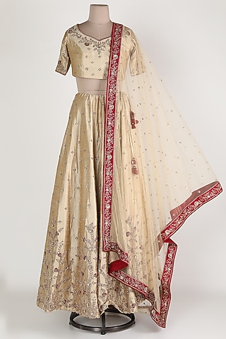 Beige Zardosi Embroidered Lehenga Set by Himani And Anjali Shah