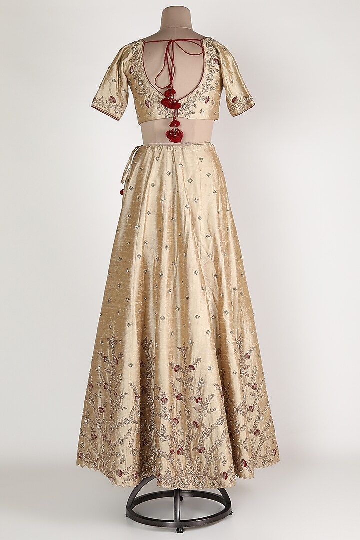 Beige Zardosi Embroidered Bridal Lehenga Set by Himani And Anjali Shah at Pernia's Pop Up Shop