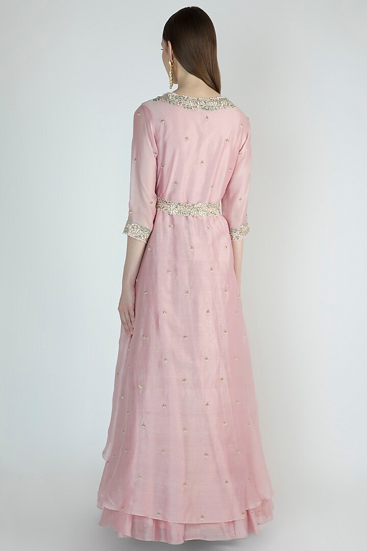 Lilac Embroidered Wedding Anarkali With Jacket & Belt by Himani And Anjali Shah at Pernia's Pop Up Shop
