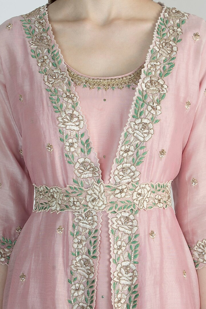 Lilac Embroidered Wedding Anarkali With Jacket & Belt by Himani And Anjali Shah at Pernia's Pop Up Shop