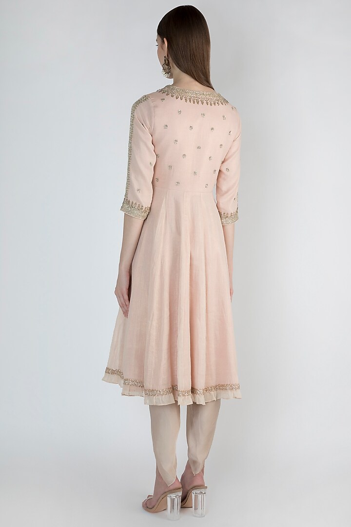 Blush Pink Embroidered Kurta With Dhoti Pants by Himani And Anjali Shah at Pernia's Pop Up Shop