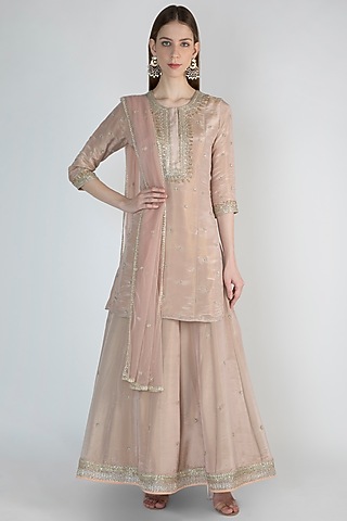 Blush Pink Embroidered Lehenga Set by Himani And Anjali Shah