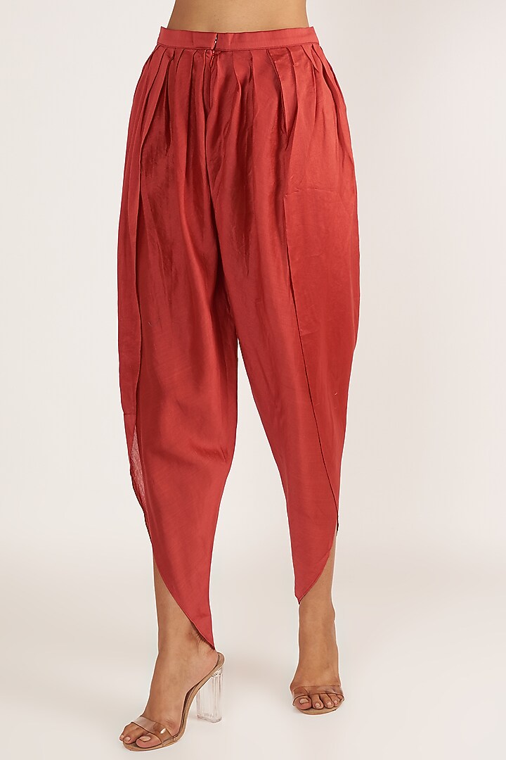 Red Wedding Anarkali With Pants by Himani And Anjali Shah at Pernia's Pop Up Shop