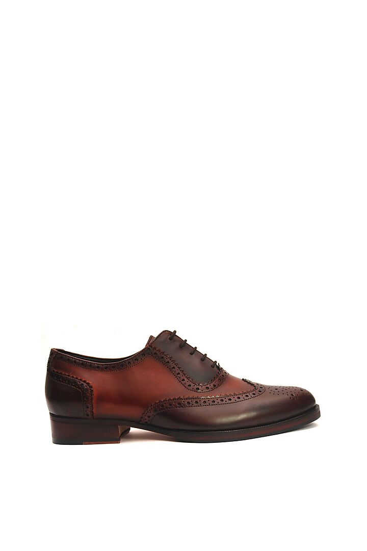 Brown Leather Brogue Oxford Shoes by Harper Woods at Pernia's Pop Up Shop