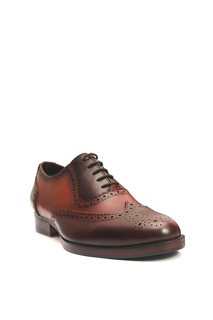 Brown Leather Brogue Oxford Shoes by Harper Woods at Pernia's Pop Up Shop