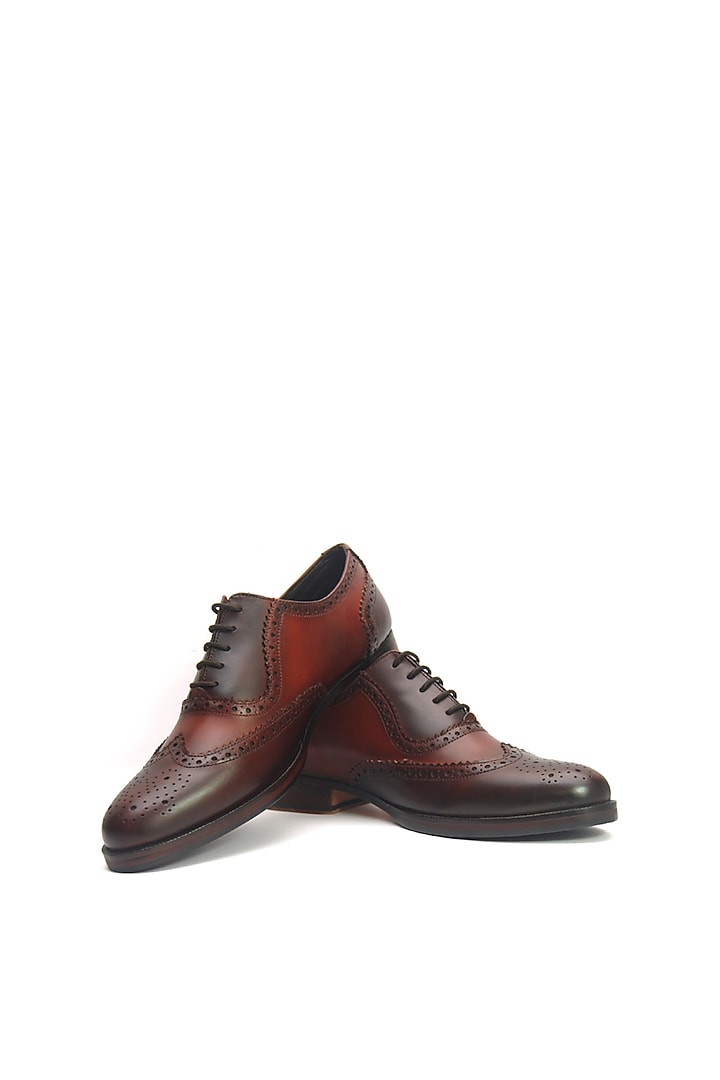 Brown Leather Brogue Oxford Shoes by Harper Woods at Pernia's Pop Up Shop
