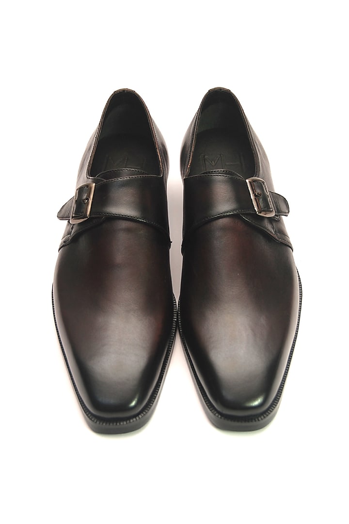 Wine Leather Handmade Monk Shoes by Harper Woods