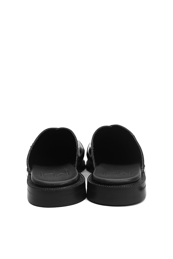 Black Leather Handmade Mules by Harper Woods at Pernia's Pop Up Shop