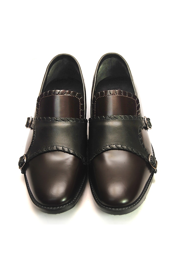 Burgundy Leather Handmade Monk Shoes by Harper Woods