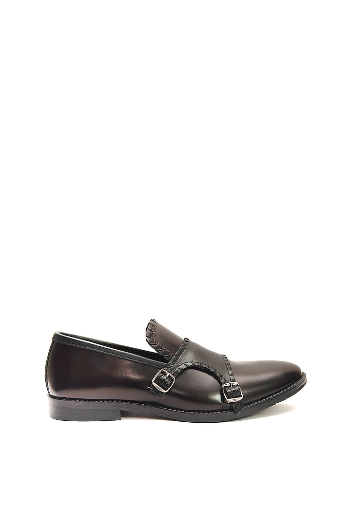 Burgundy Leather Handmade Monk Shoes by Harper Woods at Pernia's Pop Up Shop