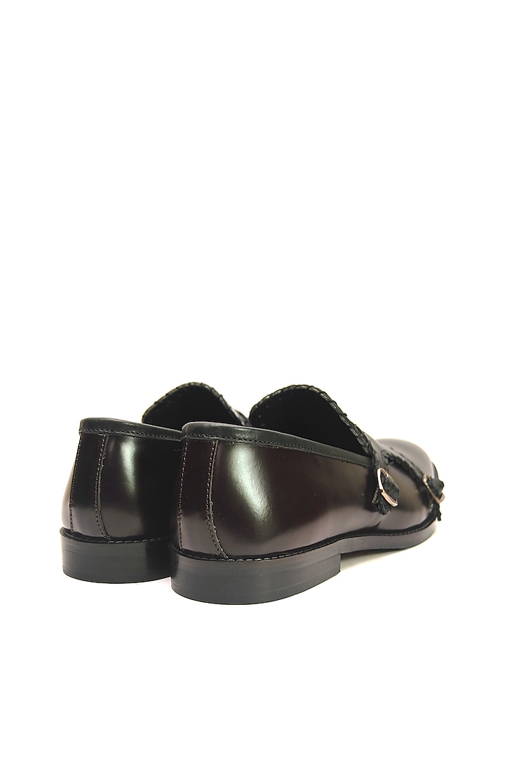Burgundy Leather Handmade Monk Shoes by Harper Woods at Pernia's Pop Up Shop
