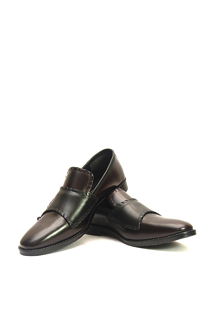 Burgundy Leather Handmade Monk Shoes by Harper Woods at Pernia's Pop Up Shop