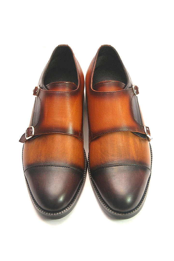 Multi-Colored Leather Handmade Monk Shoes by Harper Woods