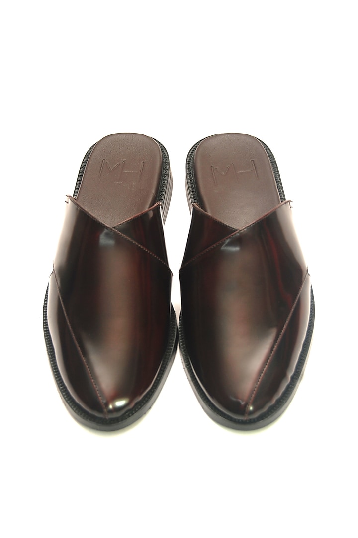 Burgundy Leather Handmade Mule Shoes by Harper Woods