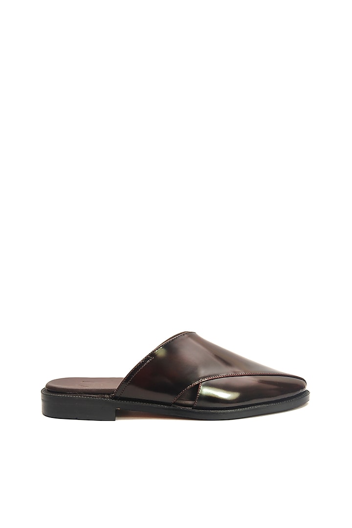 Burgundy Leather Handmade Mule Shoes by Harper Woods at Pernia's Pop Up Shop