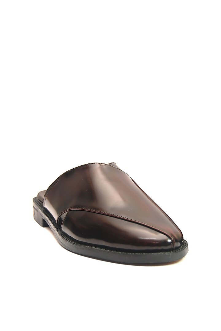 Burgundy Leather Handmade Mule Shoes by Harper Woods at Pernia's Pop Up Shop