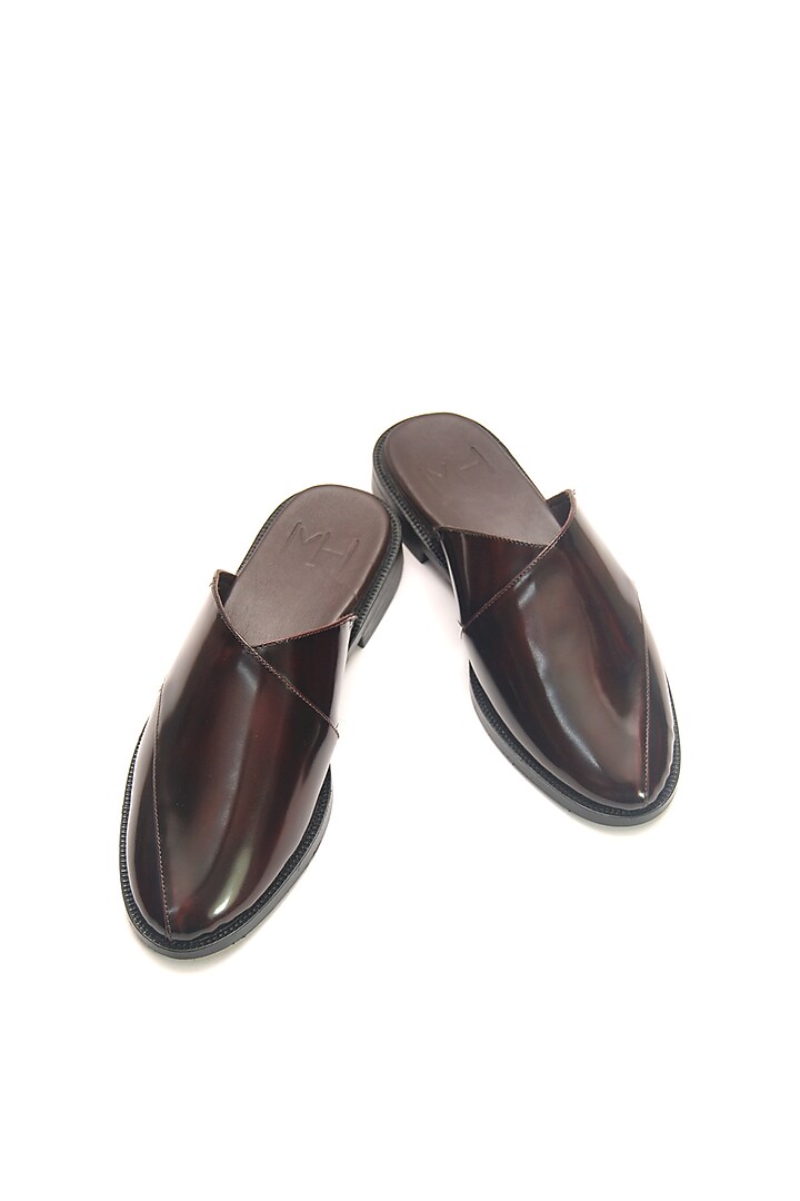 Burgundy Leather Handmade Mule Shoes by Harper Woods at Pernia's Pop Up Shop