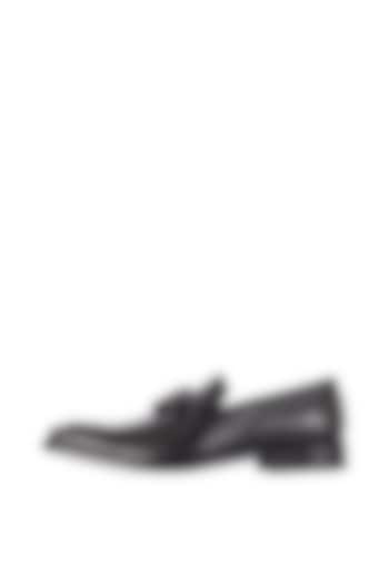 Black Hand Painted Tassel Loafer Shoes by Harper Woods