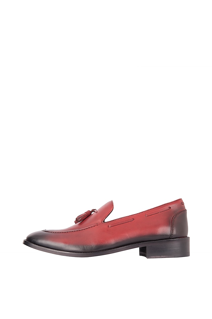 Lava Red Hand Painted Tasseled Loafer Shoes by Harper Woods at Pernia's Pop Up Shop