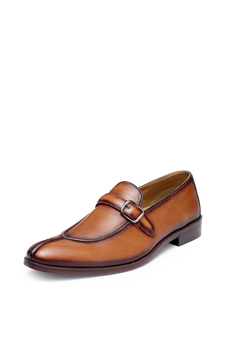 Tan Leather Slip-Ons by Harper Woods
