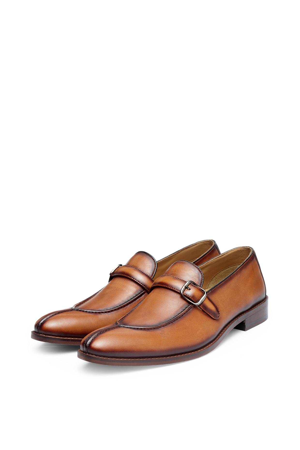 Tan Leather Slip-Ons by Harper Woods