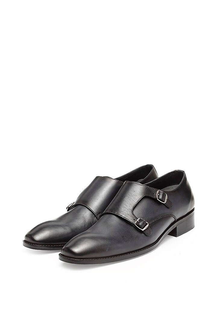 Ash Leather Monk Strap Shoes by Harper Woods
