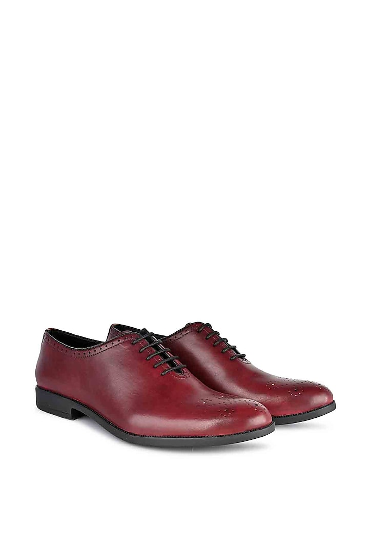 Burgundy Leather Oxford Shoes by Harper Woods