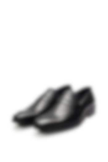 Black Leather Slip-On Loafers by Harper Woods