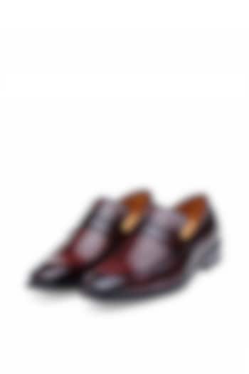 Burgundy Leather Saddle Loafers by Harper Woods