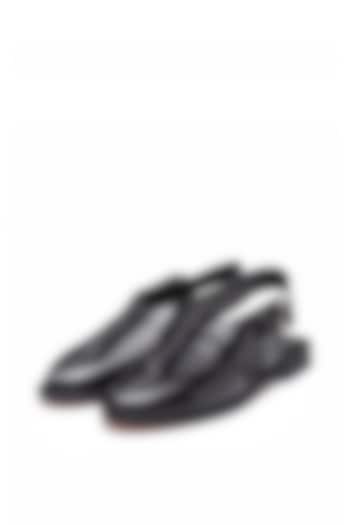 Black Leather Peshawari Sandals by Harper Woods