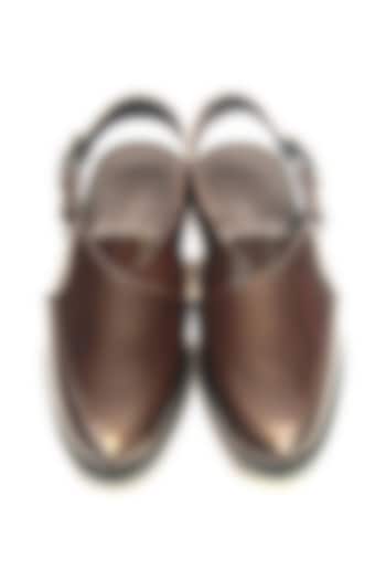 Brown Hi-Shine Leather Handmade Peshawari Sandals by Harper Woods