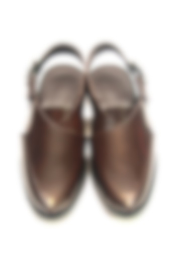 Brown Hi-Shine Leather Handmade Peshawari Sandals by Harper Woods