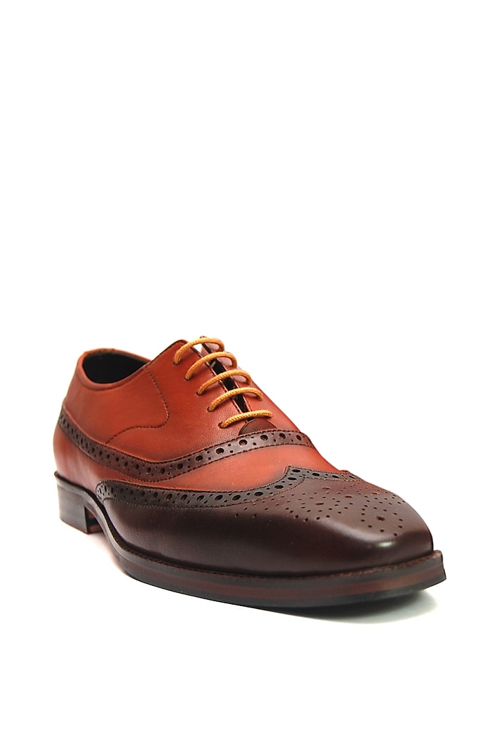 Tan Leather Handmade Oxford Shoes by Harper Woods at Pernia's Pop Up Shop
