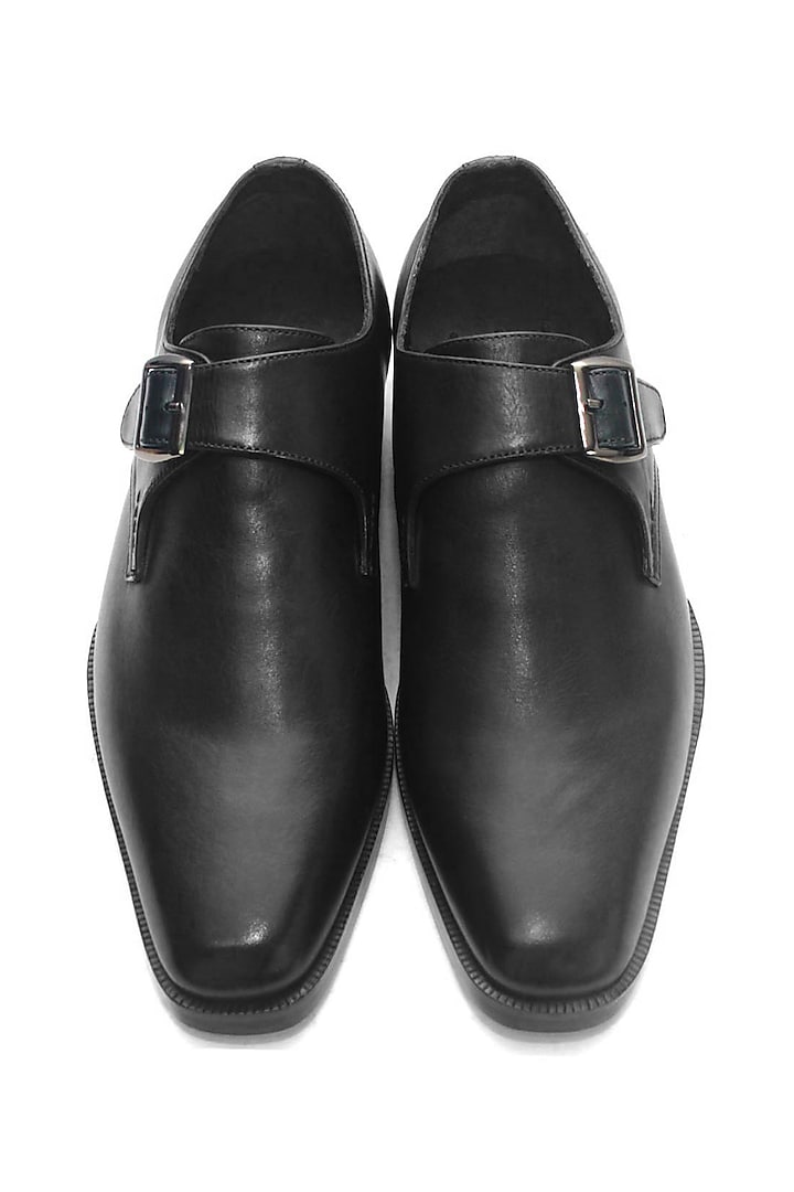 Black Leather Handmade Monk Shoes by Harper Woods at Pernia's Pop Up Shop