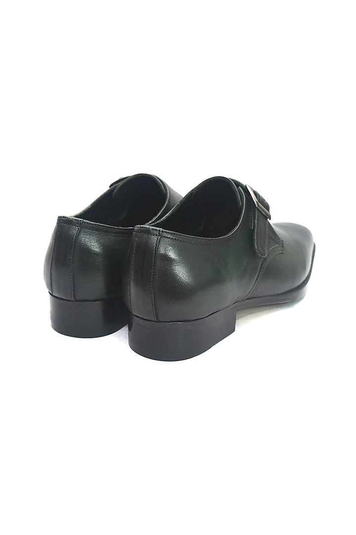 Green Leather Handmade Monk Shoes by Harper Woods at Pernia's Pop Up Shop
