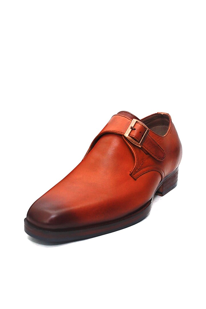 Tan Leather Handmade Monk Shoes by Harper Woods at Pernia's Pop Up Shop