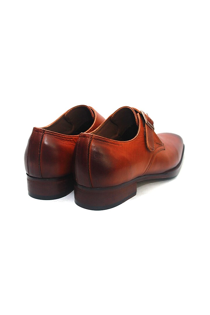 Tan Leather Handmade Monk Shoes by Harper Woods at Pernia's Pop Up Shop