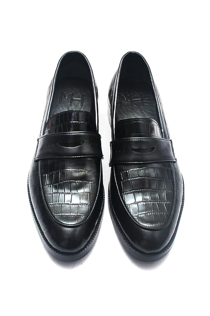 Black Leather Handmade Loafer Shoes by Harper Woods at Pernia's Pop Up Shop